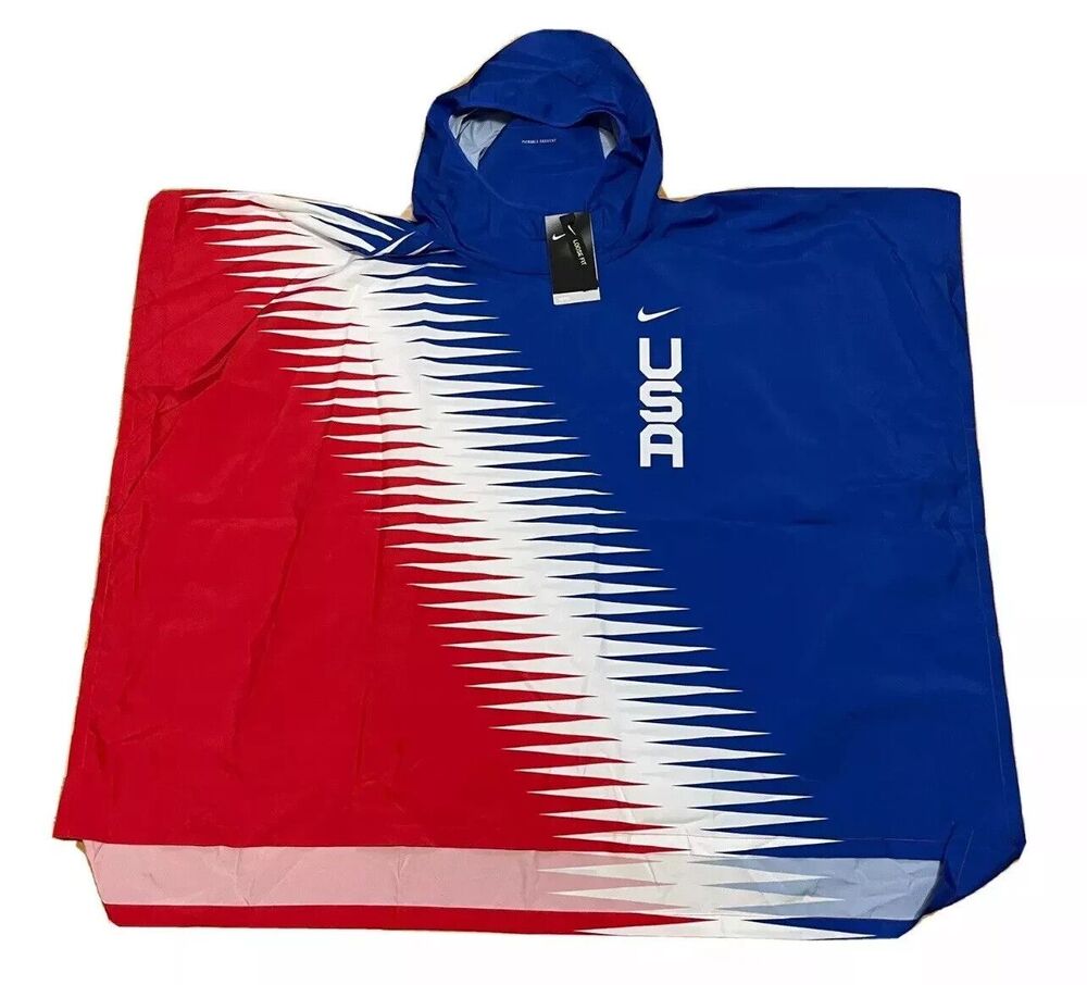 Nike Team USA Marathoner Running Hooded Poncho Jacket Unisex S/M CV0431 657 NEW